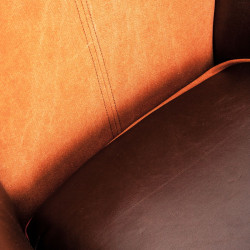 Fauteuil scandinave en simili cuir marron et tissu orange Vical Home