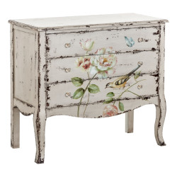 Commode florale chic patine blanc antique Vical Home