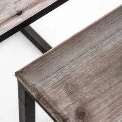 Set de table d'appoint industriel métal et bois vieilli Vical Home