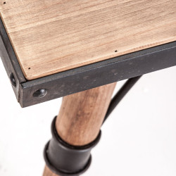 Table basse rectangulaire rétro en bois brut naturel et métal noir Vical Home