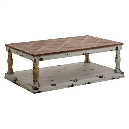 Table basse rectangulaire plateau sculptée naturel et blanc antique Vical Home