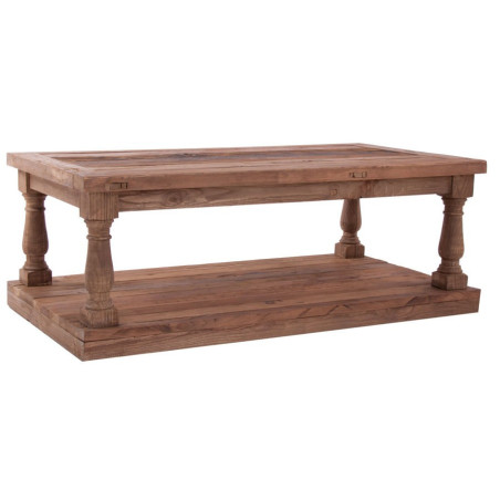 Table base XXL rectangulaire en bois brut naturel 2 plateaux Vical Home