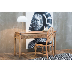 Chaise en bois exotique naturel et assise noir Vical Home