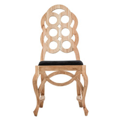 Chaise en bois exotique naturel et assise noir Vical Home