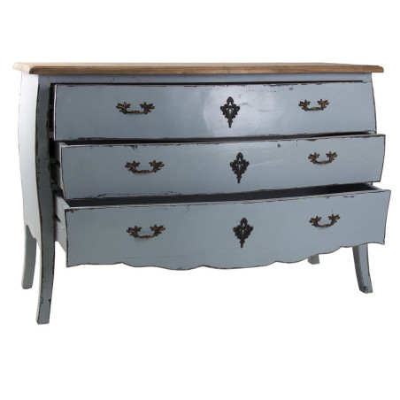 Double commode baroque chic 3 tiroirs patiné bleu clair Vical Home