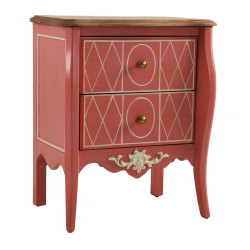 Petite commode baroque chic 2 tiroirs en bois rouge Vical Home
