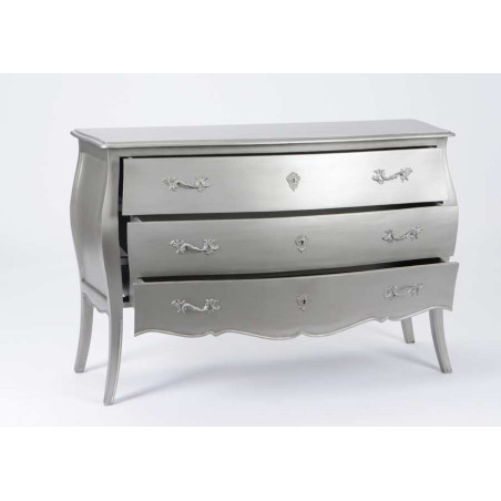 Grande commode 3 tiroirs Murano New Silver