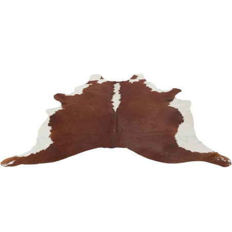 Tapis peau de vache en Cuir Marron et blanc