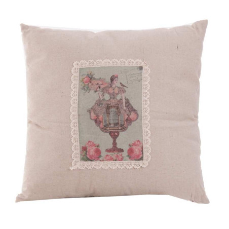 Coussin imprimé femme oiseau