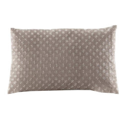 Coussin rectangulaire en lin taupe broderie petites étoiles blanches