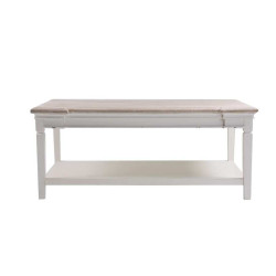 Table basse rectangulaire classique chic blanche et naturel