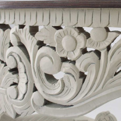 Console baroque sculptée en bois blanc et plateau marron Vical Home