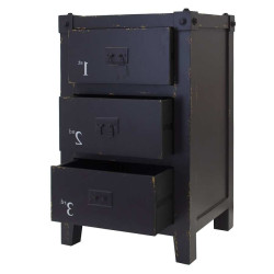 Chevet 3 tiroirs style container noir industriel Vical Home