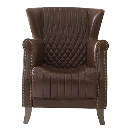 Fauteuil en cuir vieilli marron Vical Home