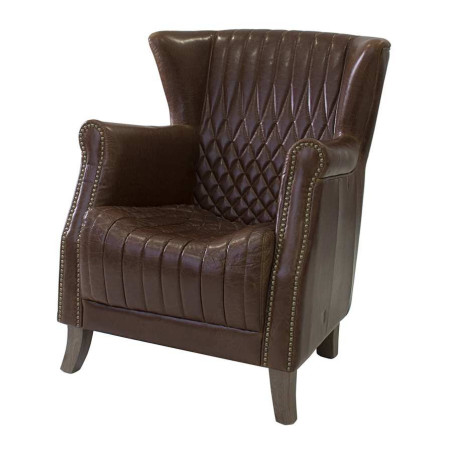 Fauteuil en cuir vieilli marron Vical Home