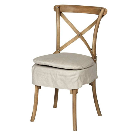 Lot de 2 chaises bistrot Justine bois d'orme et lin