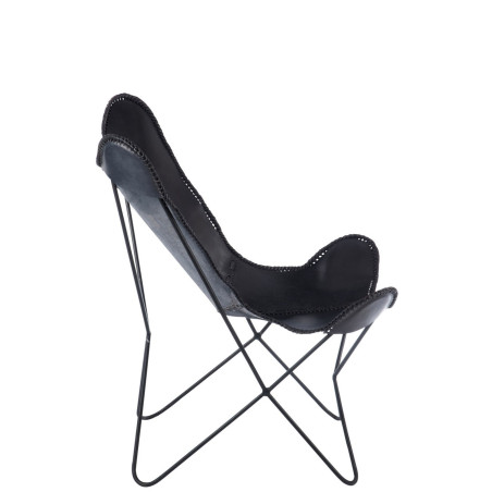 Chaise lounge en cuir et métal noir