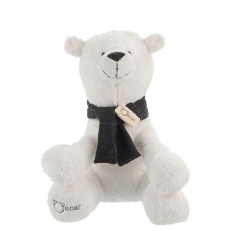 ours polaire Oscar + écharpe blanc 30cm