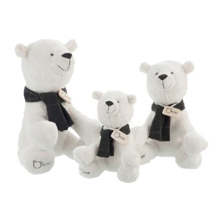 ours polaire Oscar + écharpe blanc 30cm