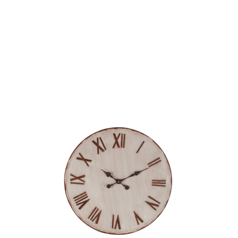 horloge chiffres romains métal beige/rouille 60x5cm