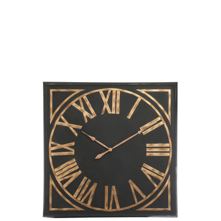 horloge carrée chiffres romains métal noir/marron 113,5x8cm