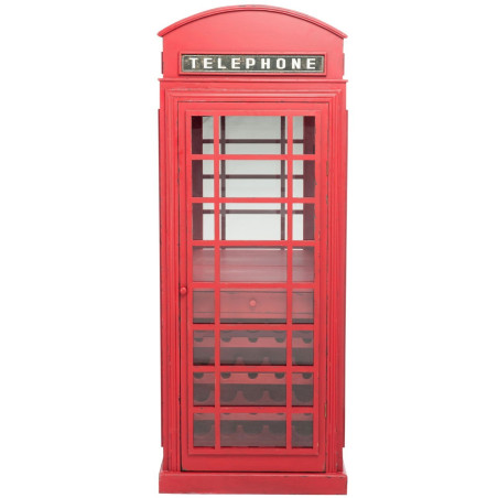 Armoire Bar cabine téléphonique anglaise bois rouge 72x45x183cm
