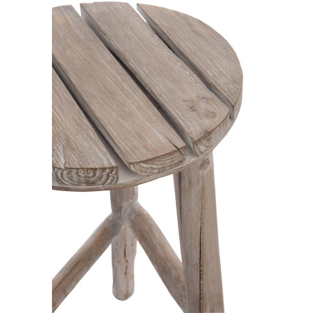 tabouret rond bois blanc wash 40x40x53cm