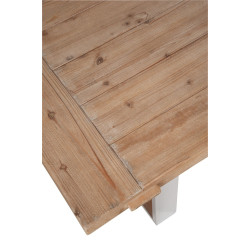 table de salon rectangle bois/métal naturel/argent 180x70x45cm
