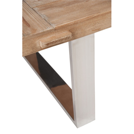 table de salon rectangle bois/métal naturel/argent 180x70x45cm