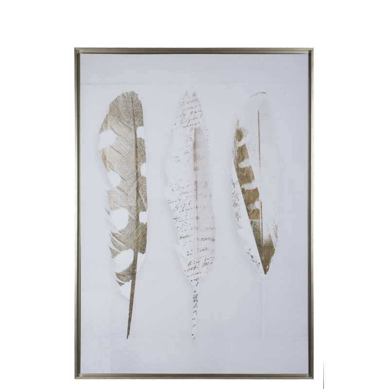 cadre plumes blanc et or 100x140cm