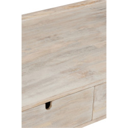 bureau 3 tiroirs retro bois naturel et blanc 120x60x77cm