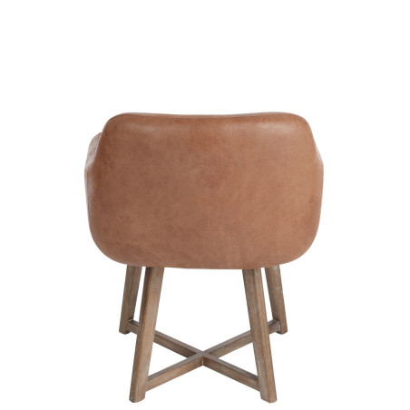 chaise croix cuir marron 62x56x77cm