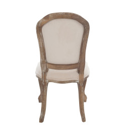 chaise boutons Louisa chêne/velours beige 52x60x96cm