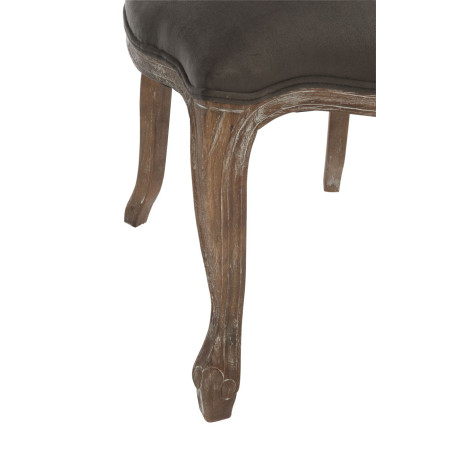 chaise boutons Louisa chêne/velours marron 52x60x96cm