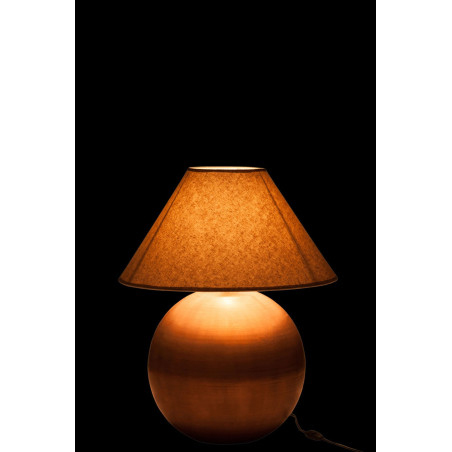 Lampe boule métal cuivre/jute 56x56x7