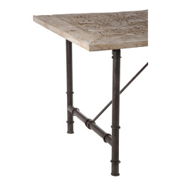 table à manger rectangle bois/métal gris 180x90x75cm