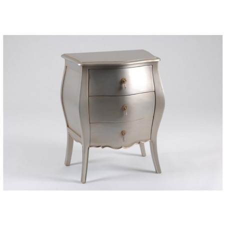 Mini Commode 3 Tiroirs Murano Argent 