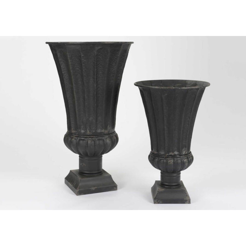 Set de 2 vases de charme Médicis noir antique