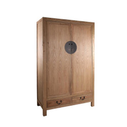 Armoire 2 portes exotique en bois brut naturel Vical Home