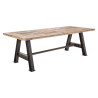 Table à manger plateau sculptée en bois brut naturel et pieds en acier brut Vical Home