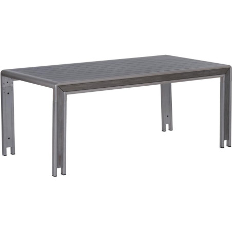 Table rectangulaire chrome et gris Pampelonne 180x92xH76cm