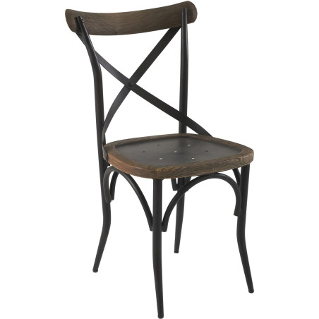 Chaise de bar bistrot bois et métal Parnasse Noire 51X52XH90cm (Lot de 2)