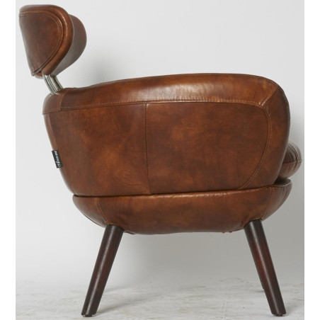 Fauteuil vintage cuir marron Havana