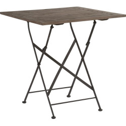 Table Pliante métal et bois brut 70x70xH74,4cm