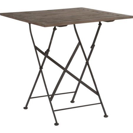 Table Pliante métal et bois brut 70x70xH74,4cm