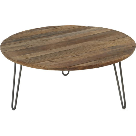 Table Basse ronde en orme Vintage D80xH35cm
