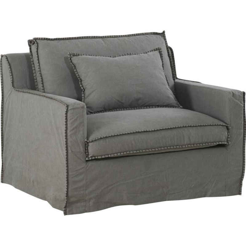 Fauteuil large cocooning Tinos en lin Gris 112x92xH81cm