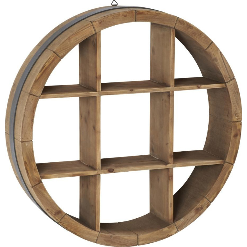 Etagère ronde industriel bois et métal Sallanches D91xH20cm