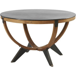 Table Ronde art déco en manguier et métal D123xH76cm