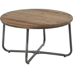 Table Basse ronde indus métal et bois Redge D80xH45cm